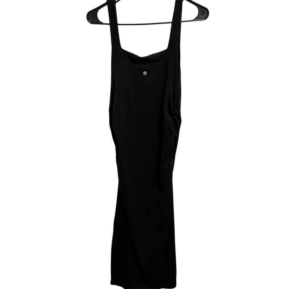CRZ YOGA Butterluxe Maternity Square Neck Midi Dress - Split Ruched - Picture 5 of 9